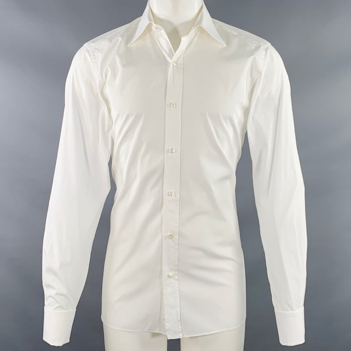 TOM FORD Size M White Cotton French Cuffs Long Sleeve Shirt