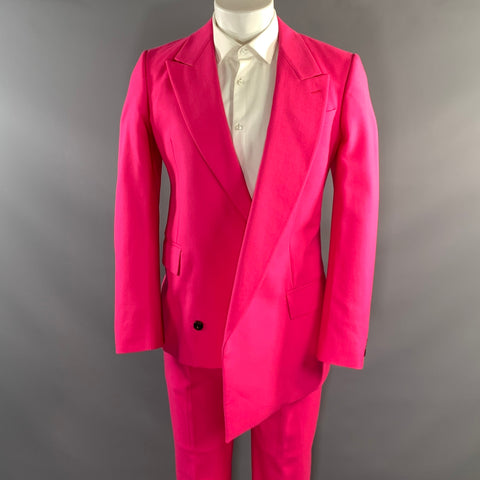 ALEXANDER MCQUEEN Chest Size 36 Pink Wool Peak Lapel 30 30 Suit