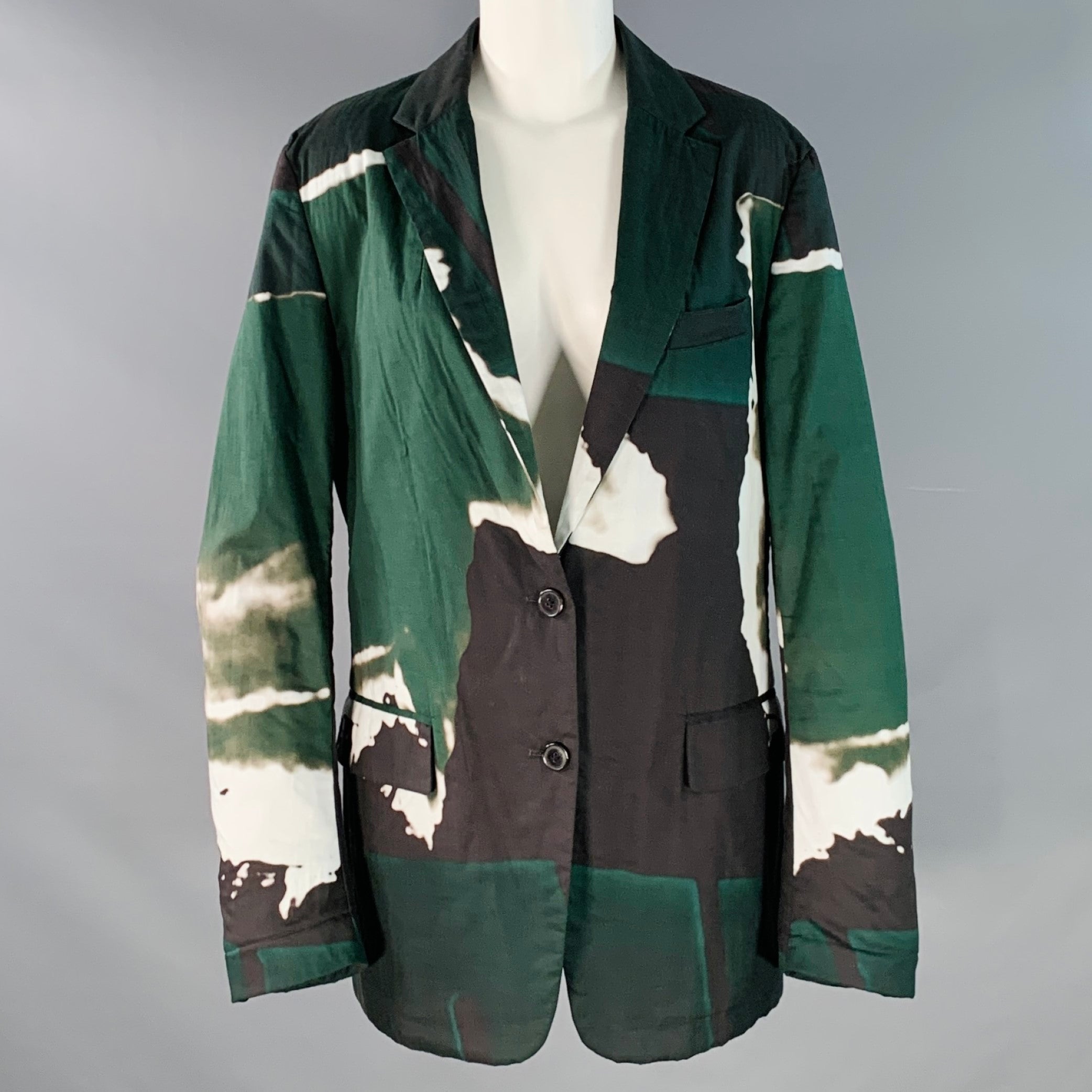 DRIES VAN NOTEN x LEN LYE Size M Green Black Cotton Abstract