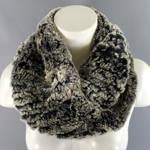 SURELL Black Light Grey Knit Rabbit Shawls