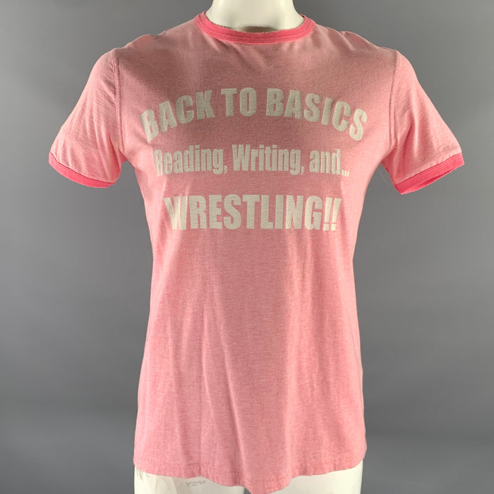 DSQUARED2 Size XL Pink Heather Cotton Ringer T-shirt