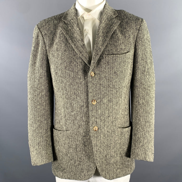 POLO by RALPH LAUREN Size 42 Beige Black Herringbone Wool Sport Coat