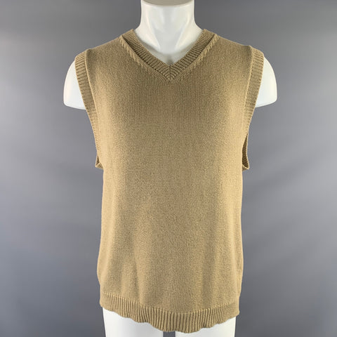 MARGARET HOWELL Size S Beige Knit Cotton V Neck Vest