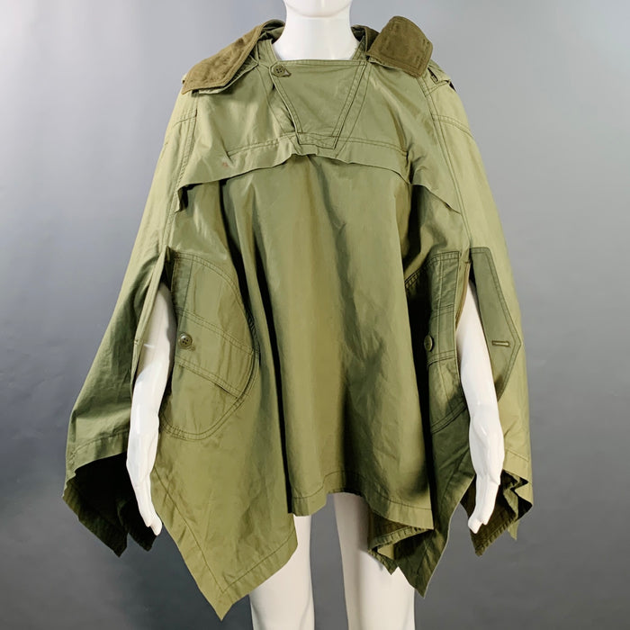 JUNYA WATANABE Size M Olive Green Cotton Herringbone Poncho Coat