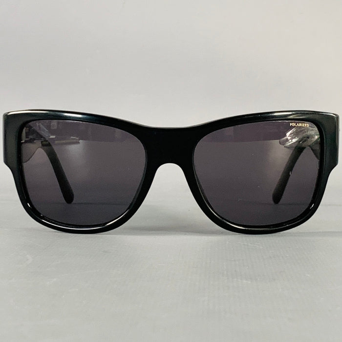 VERSACE Black Acetate Square Polarized Sunglasses