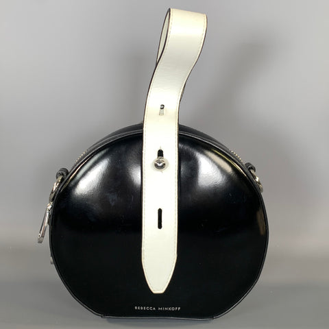 REBECCA MINKOFF SS2019 Black White Leather Clutch Handbag