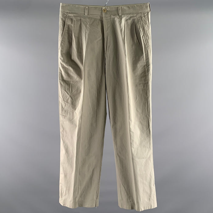 GIANNI VERSACE Size 32 Grey Pleated Cotton Relaxed fit Dress Pants
