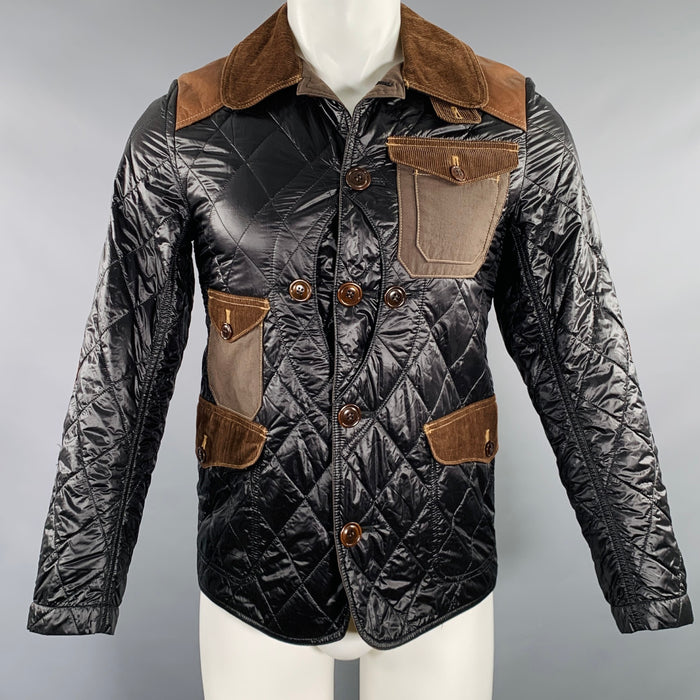 JUNYA WATANABE 2009 Size XS Black Brown Quilted Nylon Corduroy Jacket