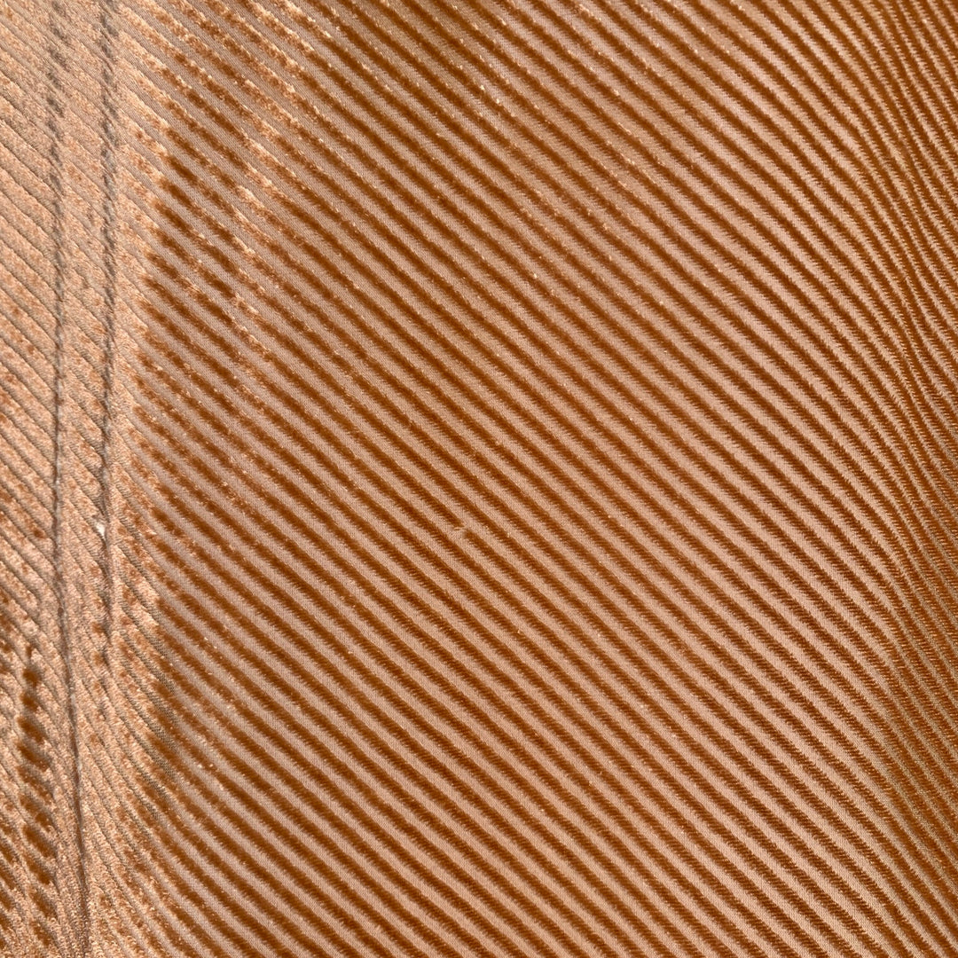 SIES MARJAN Size 4 Tan Viscose Silk Velvet Diagonal Stripe One Pocket Shirt