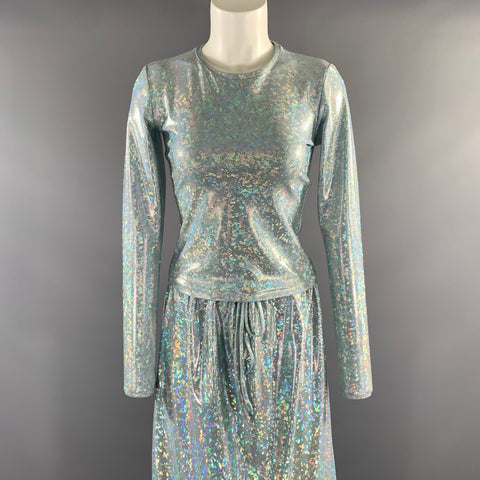 SAKS POTTS Size S Silver Blue Polyamide Elastane Metallic A-Line Outfits & Sets