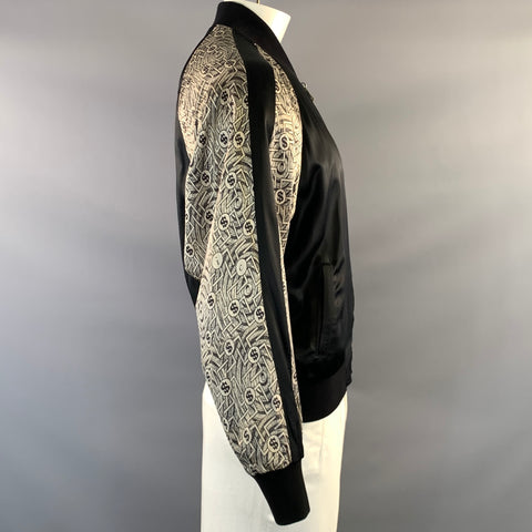 ENFANTS RICHES DEPRIMES ERD SS2020 L Black Grey Silk Zip Up Jacket