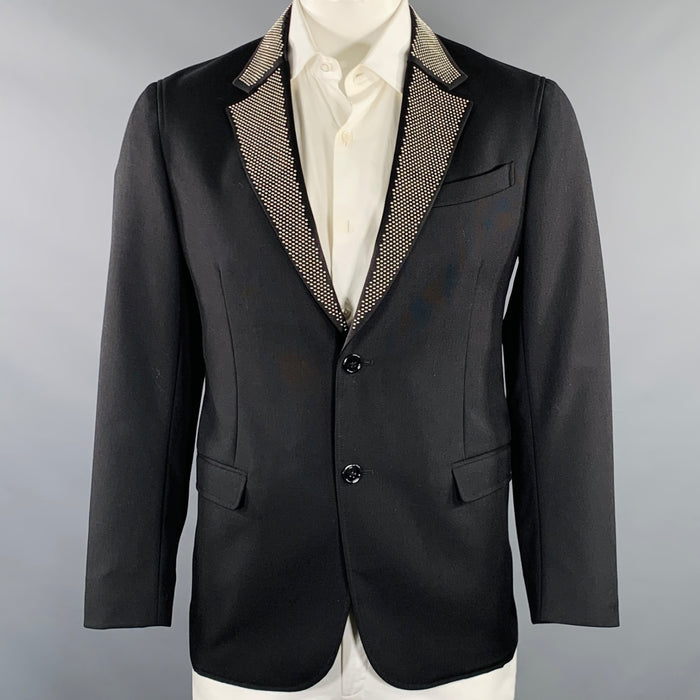 ALEXANDER MCQUEEN Size 42 Black Studded Wool Mohair Sport Coat