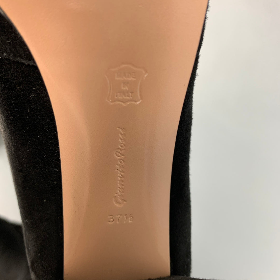 GIANFRANCO FERRE Size 7.5 Black Suede Chuncky Heel Boots