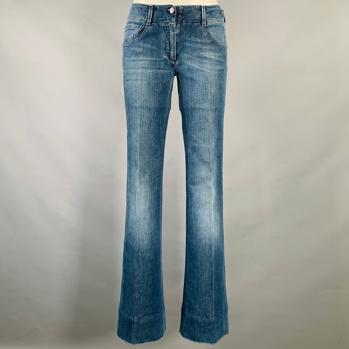 DOLCE & GABBANA Size 6 Blue Cotton Blend Bell Bottom Jeans