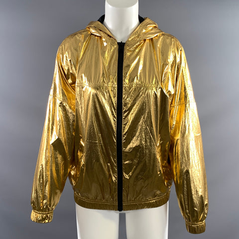 ZADIG & VOLTAIRE Size XS Gold Polyamide Metallic Zip Up Jacket