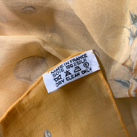 HERMES Yellow Rust Floral Silk Scarf