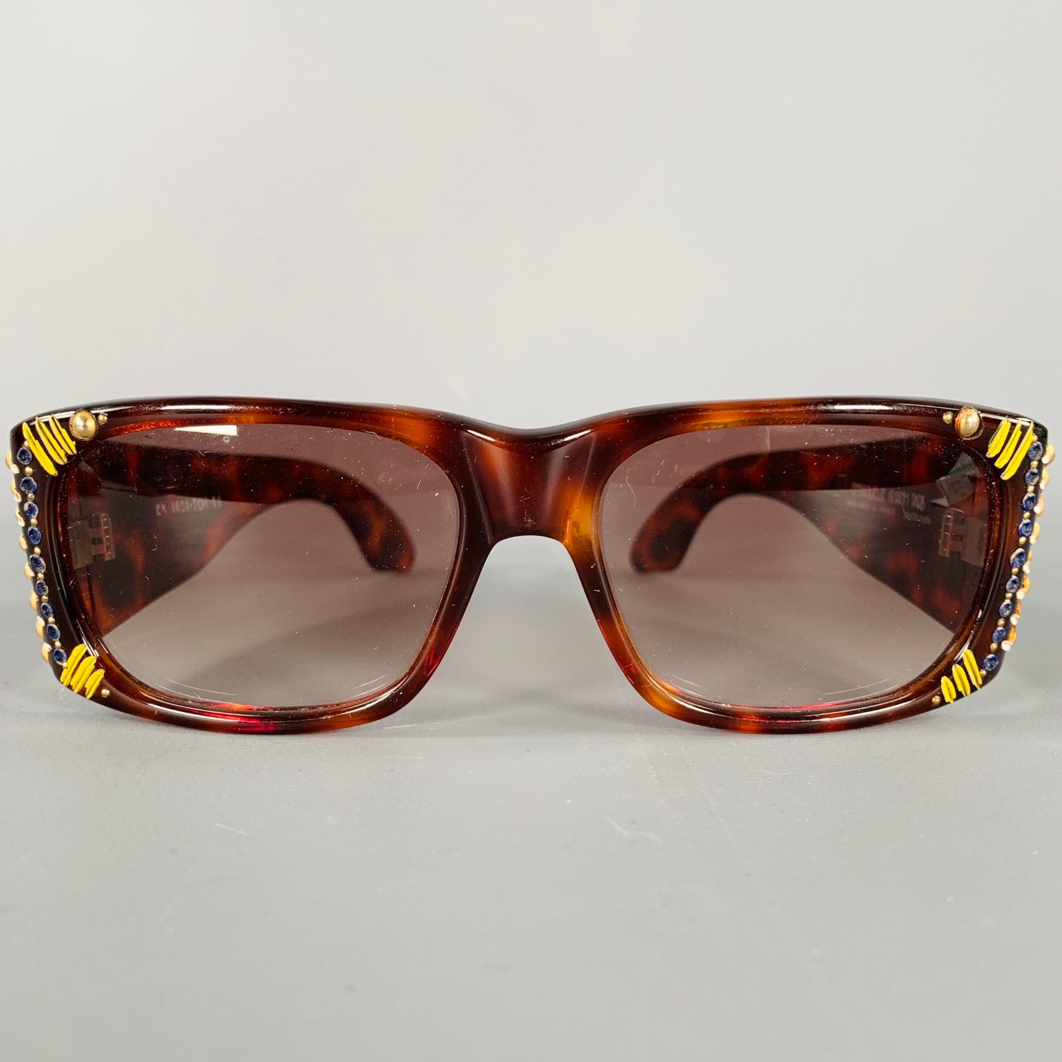 EMMANUELLE KHANH Brown Multicolour Studded Acetate  display picture 3
