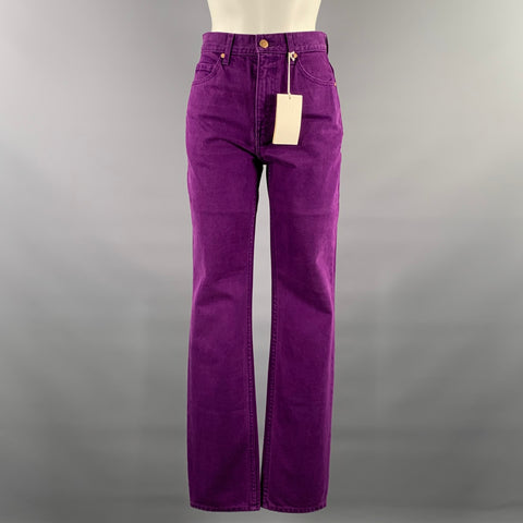 ULLA JOHNSON Size 25 Purple Cotton Straight Jeans