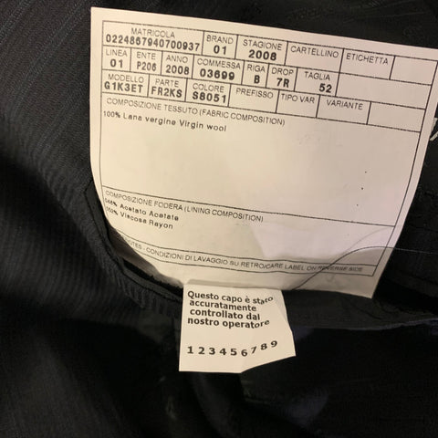 DOLCE & GABBANA Chest Size 42 Black Navy Stripe Wool Peak Lapel 36 27 Suit