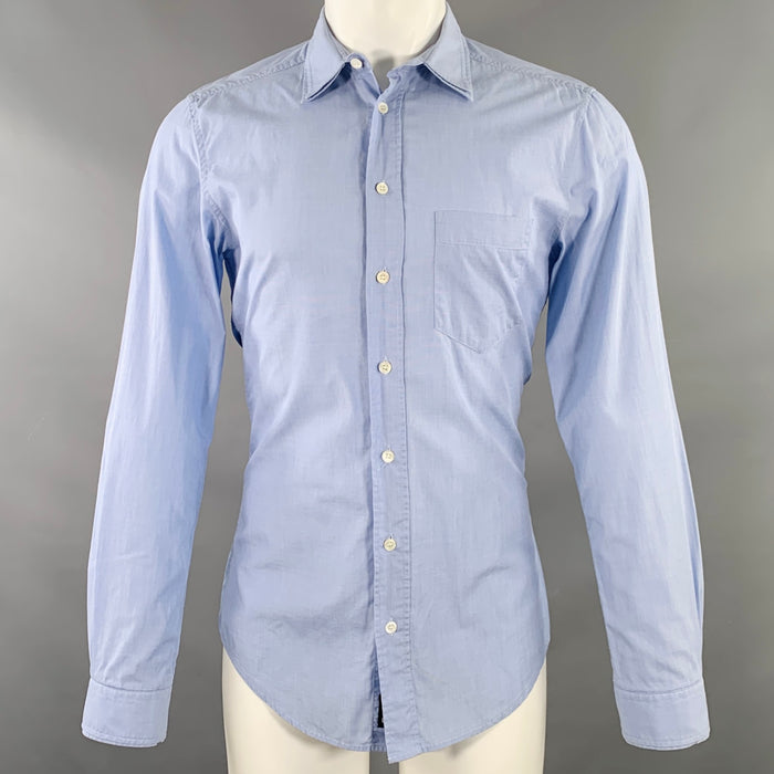 D&G by DOLCE & GABBANA Size 38 Blue One Pocket Long Sleeve Shirt