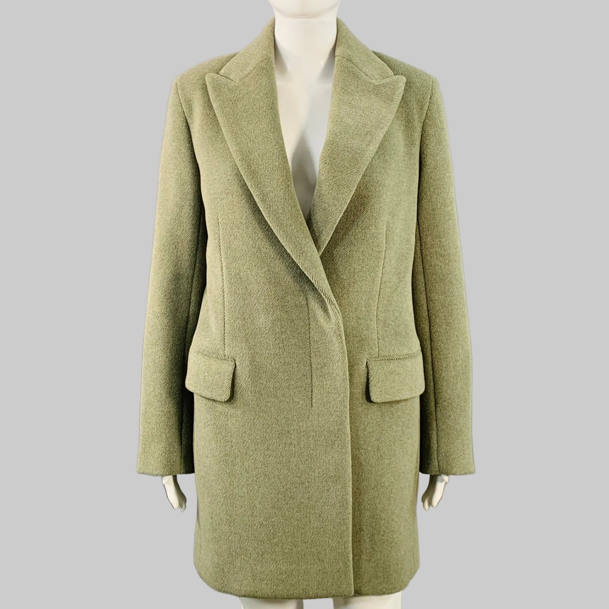 THE ROW Size XS Green Sage Wool Polyamide Twill Double Breasted