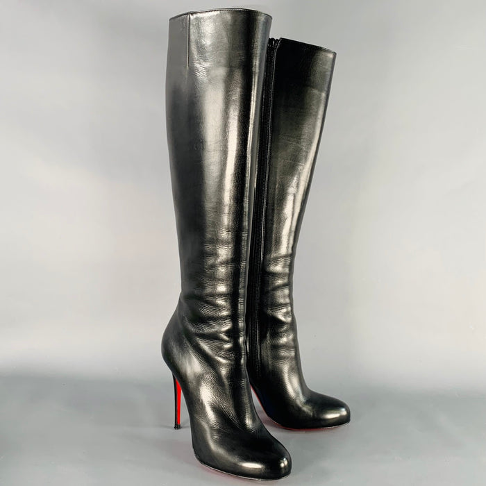 CHRISTIAN LOUBOUTIN Size 5 Black Leather Side Zipper Boots