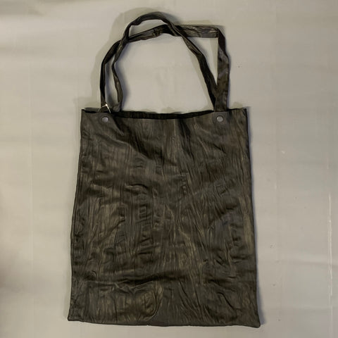 NO BRAND Black Wrinkled Leather Tote Handbag