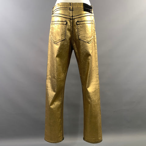 TOM FORD Size 30 Gold Cotton Blend Metallic Zip Fly Jeans