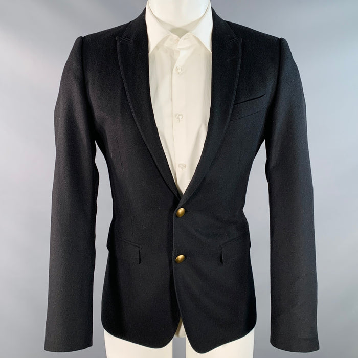 DOLCE & GABBANA MARTINI Size 36 Black Cashmere Silk Single Breasted Sport Coat