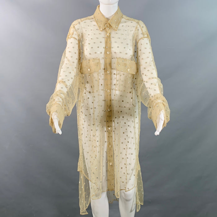 MAISON MARGIELA Size 2 Khaki Silver Polyamide Dots Oversized Shirt Dress