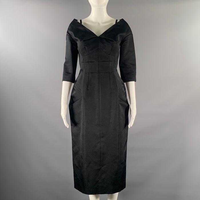 MARC JACOBS Size 0 Black Silk Sheath Knee-Length Dress