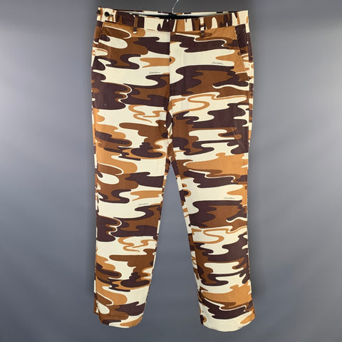 DOLCE & GABBANA Size 38 White Brown Camo Cotton Straight leg Casual Pants