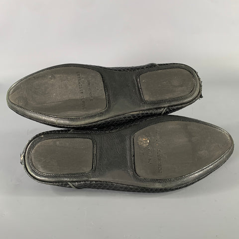 HAIDER ACKERMANN Size 8 Black Snake Leather Loafers