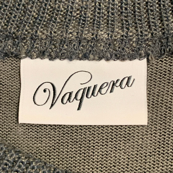 VAQUERA Size M Grey Charcoal Cotton Blend Jersey Logo Embellishment Fitted T-Shirt