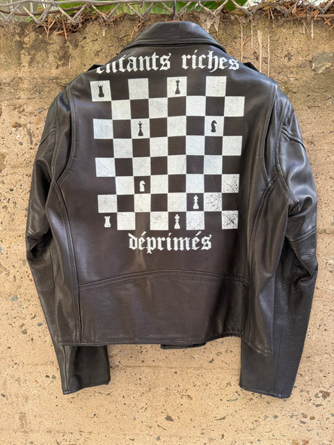 ENFANTS RICHES DEPRIMES ERD SS2017 L Black Graphic Leather Biker Jacket