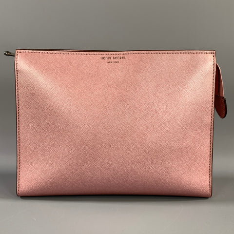 HENRI BENDEL Pink Metallic Leather Clutch