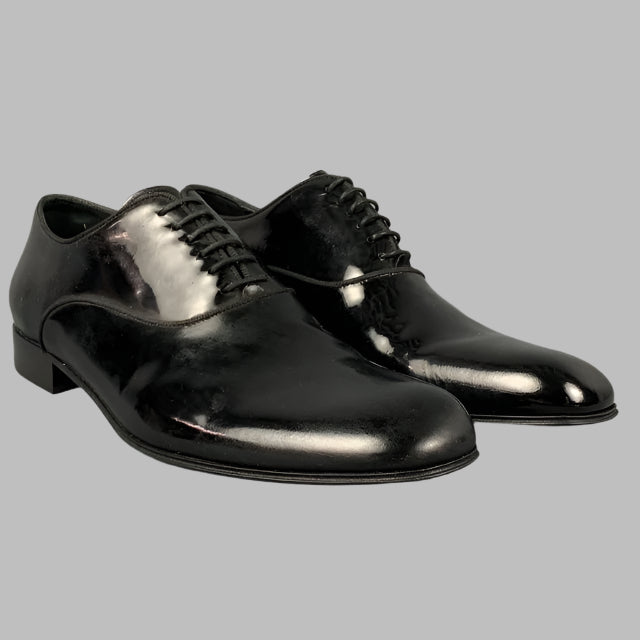 ERMENEGILDO ZEGNA Size 8.5 Black Patent Leather Oxford Lace Up