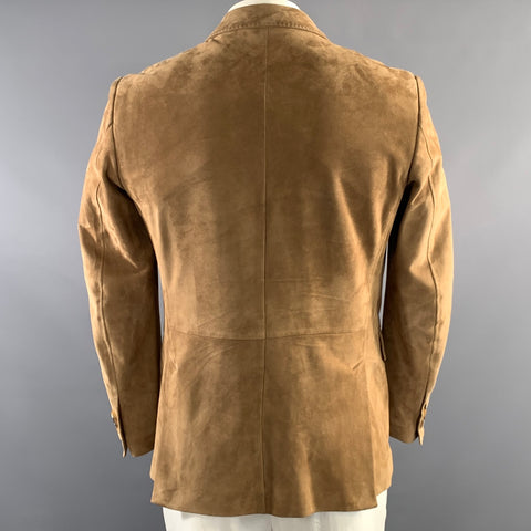 RALPH LAUREN Chest Size 42 Regular Tan Suede Notch Lapel Sport Coat