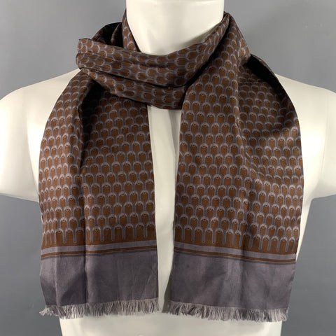 GUCCI Brown Grey Geometric Scarves