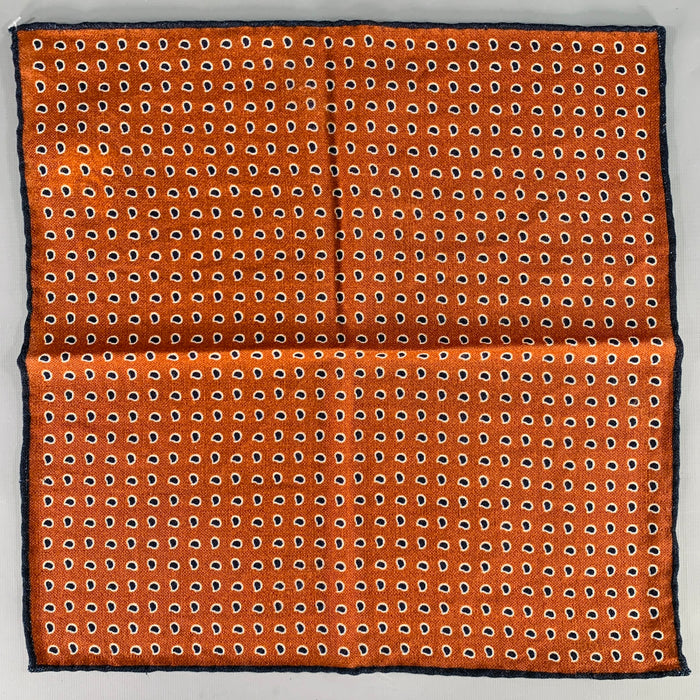BRUNELLO CUCINELLI Orange Navy Paisley Pocket Square