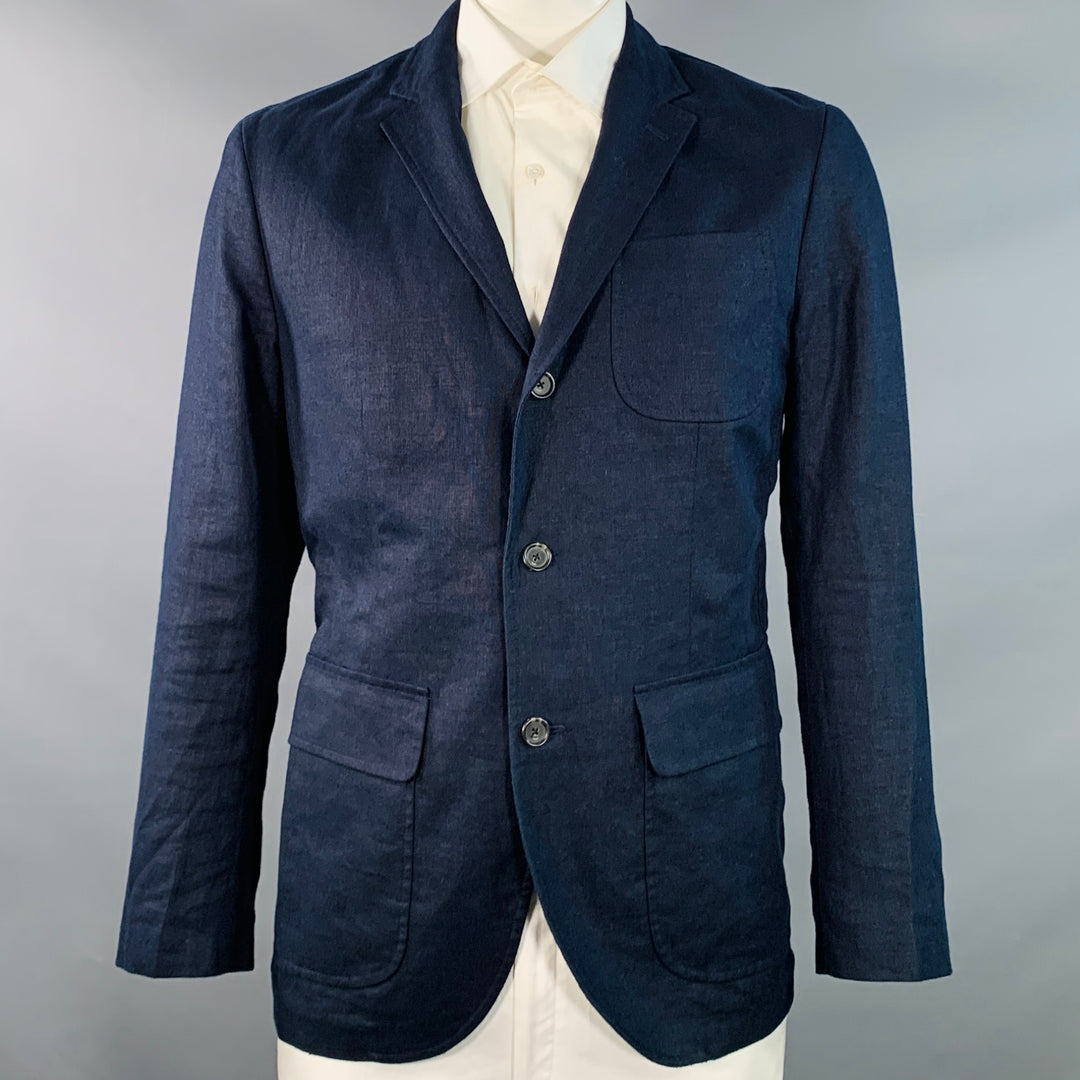 POLO by RALPH LAUREN Size 42 Regular Navy Woven Linen Sport Coat