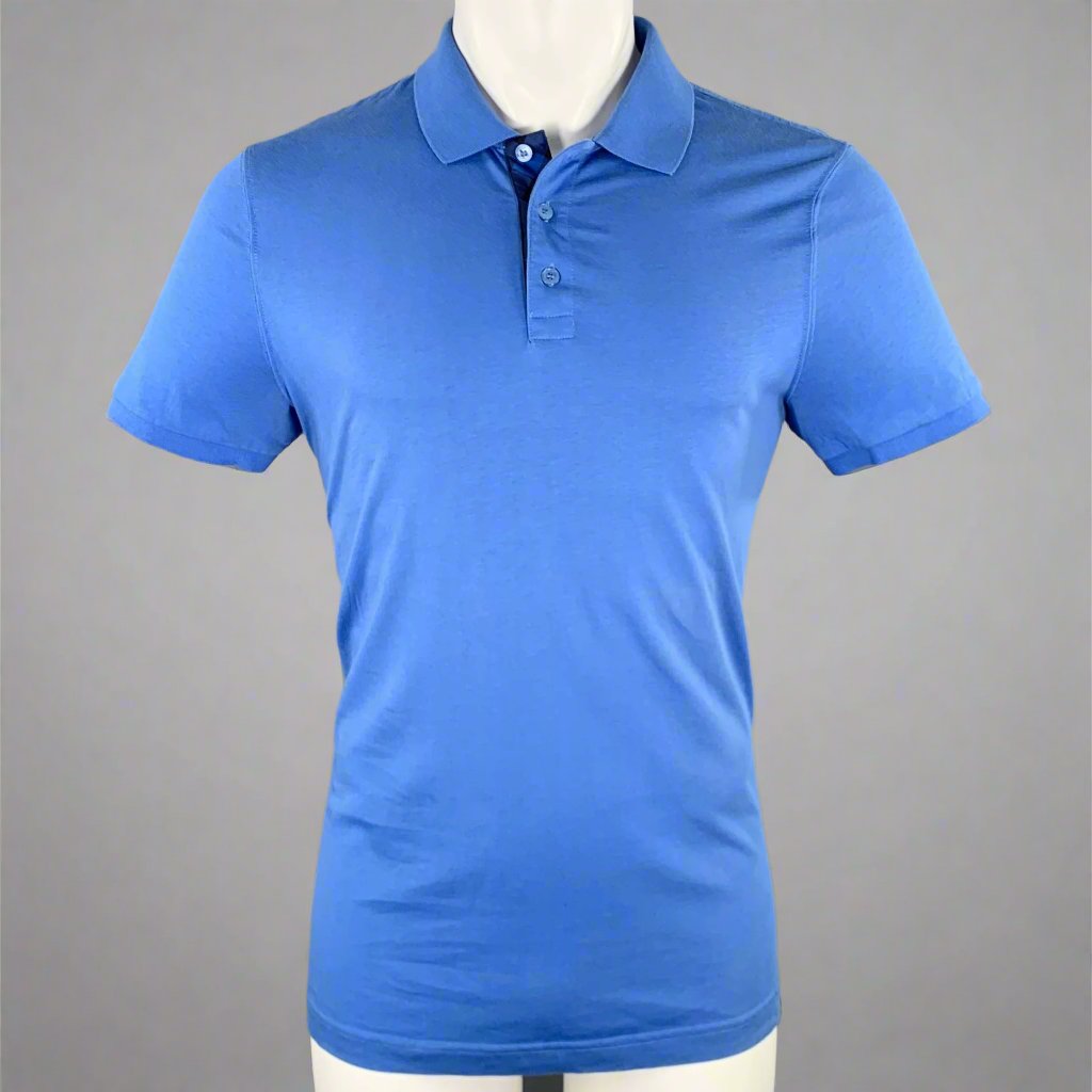 BURBERRY BRIT Size M Blue Contrast Trim Cotton Short Sleeve Polo Sui Generis Designer Consignment