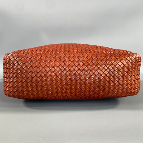 CLARE V. Brown Cognac Woven Leather Cross Body Bag