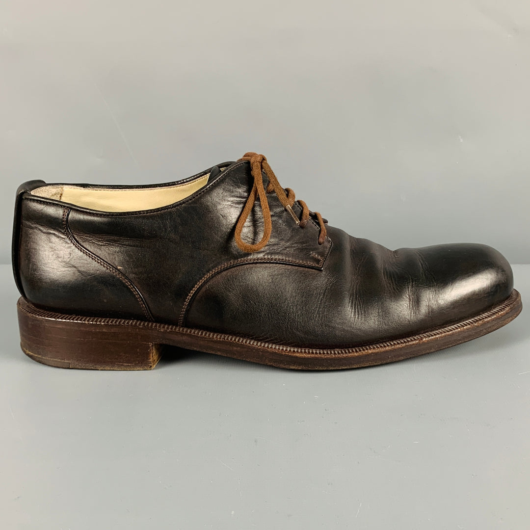 FAUSTO SANTINI Size 10 Brown Leather Lace-Up Shoes
