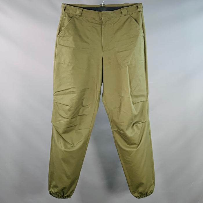 PRADA Size 36 Green Olive Cotton Tapered Elastic Cuffs Zip Fly Casual Pants