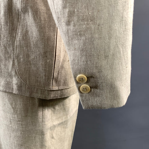 CATHCART LONDON Chest Size 38 Cream Linen Double Breasted 30 36 Suit