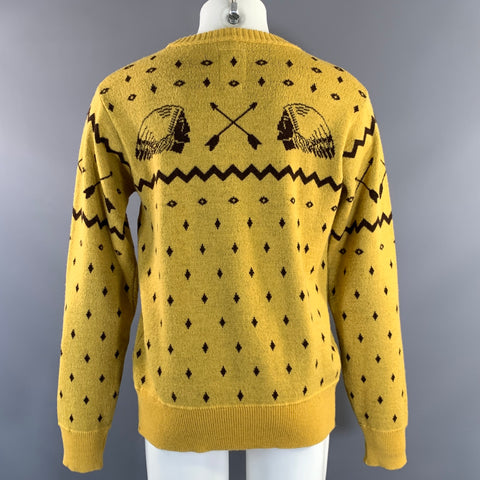 VISVIM FW2017 Size L Yellow Brown Knitted Wool Crew Neck Sweater