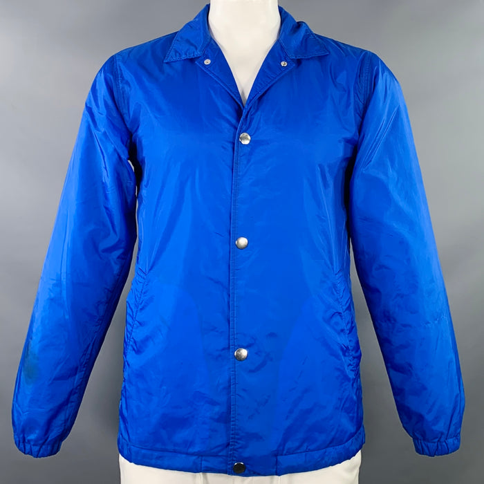 COMME des GARCONS SHIRT BOYS Size L Blue Grey Logo Polyamide Snaps Coach Jacket
