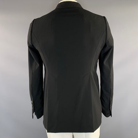 RICK OWENS Chest Size 42 Black Cotton & Silk Shawl Lapel Sport Coat