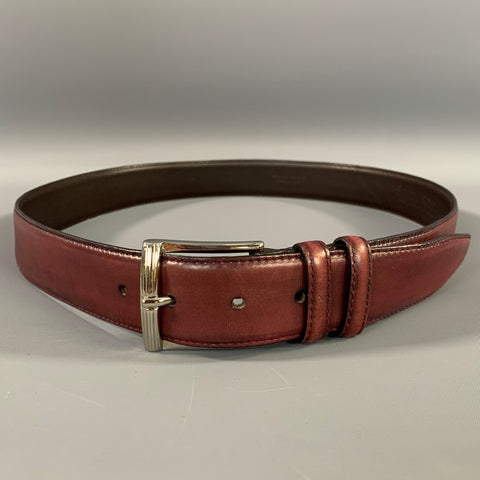 STEFANOBI Size 34 Burgundy Leather Belt